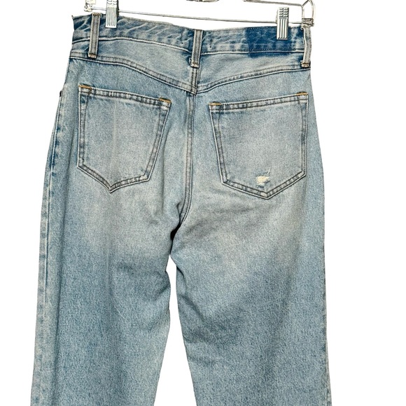 Abercrombie and Fitch Annie High Rise Straight Raw Hem Beaded Embroidered Jeans - Picture 11 of 13